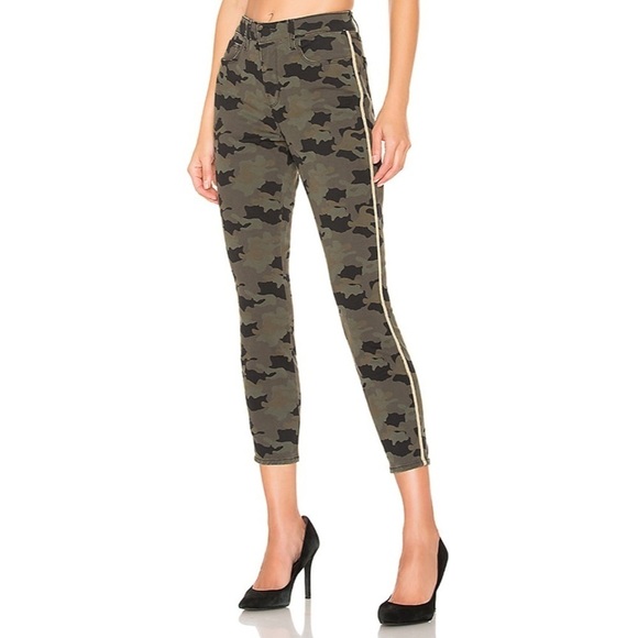 L'AGENCE Margot High Rise Green Camo Stone Side Stripe Skinny Jeans EUC Size 23 - Picture 1 of 9